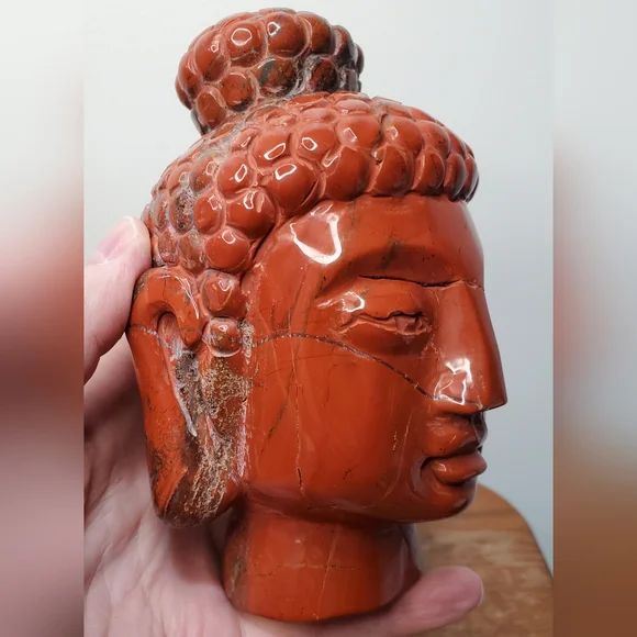 3.3 lbs Red Jasper Crystal Buddha Head, 6 inches - Picture 9 of 15